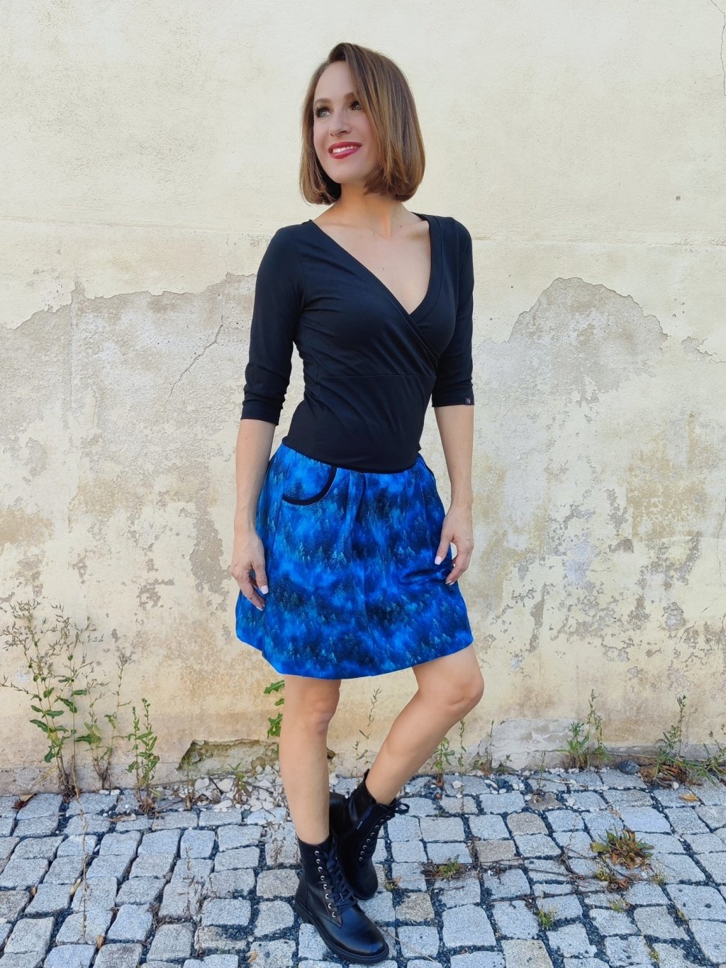 modrá balonová sukně